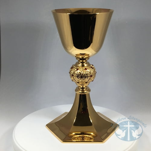 Ruby Node Chalice and Paten with Red Swarovski Crystals- 190CH