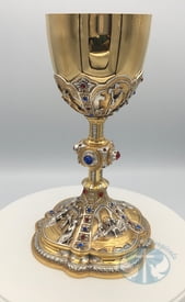 Life of Christ Chalice and Paten Set with Red Swarovski Crystals -174CH