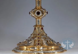 Life of Christ Chalice and Paten Set with Red Swarovski Crystals -174CH