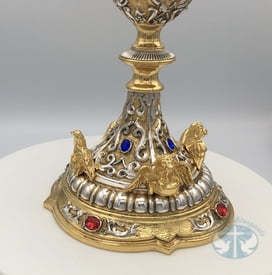 Four Evangelists Bicolor Chalice and Paten with Swarovski Crystals - Item 175BC