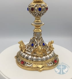 Four Evangelists Bicolor Chalice and Paten with Swarovski Crystals - Item 175BC