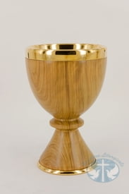 ELC 252 Olive Wood Chalice with Rings Node