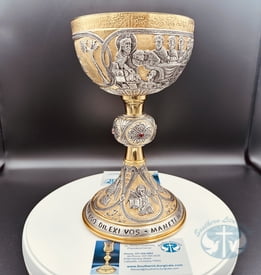 ELC 622 Chalice Last Supper Crucifixion and Evangelists- Bicolor