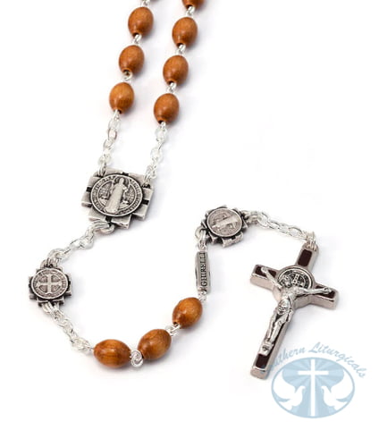St. Benedict Rosary with Italian Wood and Silver