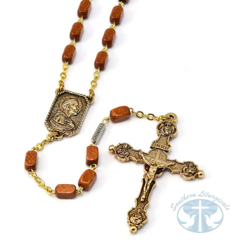 St. Francis and St. Clare of Assisi Gold Rosary