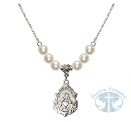 Mother of a Priest Necklace with Faux-Pearl Beads- Sterling