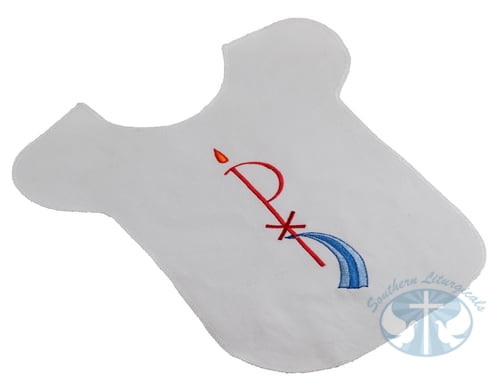 Embroidered Cotton Baptismal Bib - Chi Rho