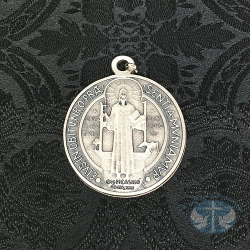 St Benedict Medal -Silver Toned 2 inch