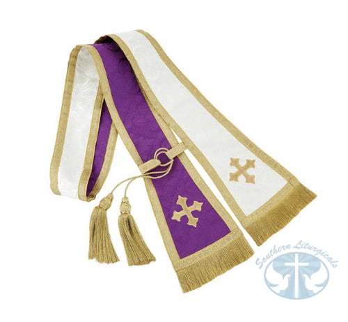 Confessional Stole Jacquard Purple/White Reversible