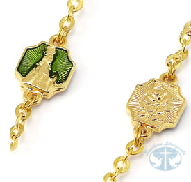 Knock Apparition Celtic Emerald and Gold Rosary