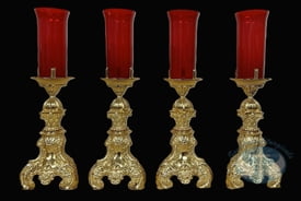 14 inch Candlesticks with Sanctuary Lamp Option - Gold Plated