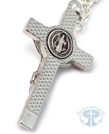 St. Benedict Blue Enamel and Silver Rosary