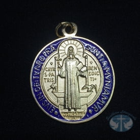 St Benedict Medal - Gold Toned Enameled 2 inch