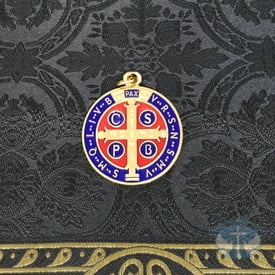 St Benedict Medal - Gold Toned Enameled 2 inch