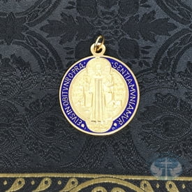 St Benedict Medal - Gold Toned Enameled 2 inch
