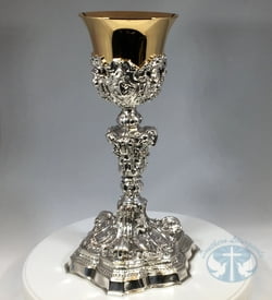 Tulip Cup Baroque Silver Chalice with Paten - 166CH
