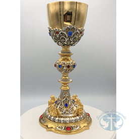 Four Evangelists Bicolor Chalice and Paten with Swarovski Crystals - Item 175BC