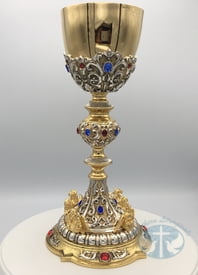 Four Evangelists Bicolor Chalice and Paten with Swarovski Crystals - Item 175BC