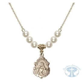 Mother of a Priest Necklace with Faux-Pearl Beads- Gold Filled