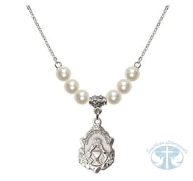 Mother of a Priest Necklace with Faux-Pearl Beads- Sterling