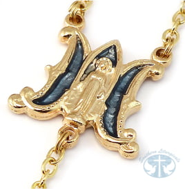 Miraculous Medal Gold Enamel Rosary