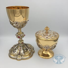 Life of Christ Small Ciborium with Faux Rubies - Style 174CIBSM