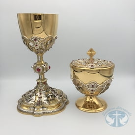 Life of Christ Small Ciborium with Faux Rubies - Style 174CIBSM