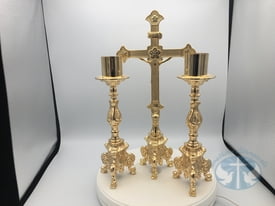 Small Altar Set with tall candlesticks- 24k Gold Plated