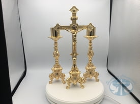 Small Altar Set with tall candlesticks- 24k Gold Plated