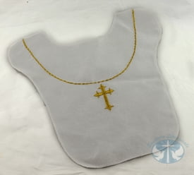 Embroidered Gold Cross Baptismal Bib
