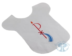 Embroidered Cotton Baptismal Bib - Chi Rho