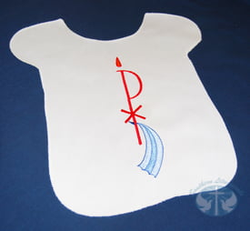 Embroidered Cotton Baptismal Bib - Chi Rho