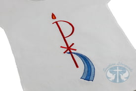 Embroidered Cotton Baptismal Bib - Chi Rho