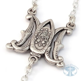 Annunciation Rosary Silver with Wooden Beads