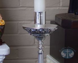 Candlesticks and Altar Crucifix - Silver Plated