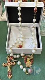 Holy Christmas Gift of Love Rosary with Floral Beads