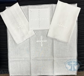 White Embroidered Italian Altar Linen Set