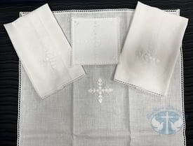 White Embroidered Italian Altar Linen Set
