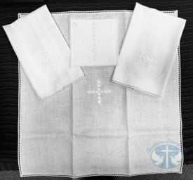 White Embroidered Italian Altar Linen Set