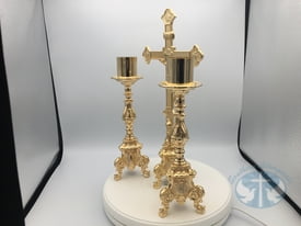 Small Altar Set with tall candlesticks- 24k Gold Plated