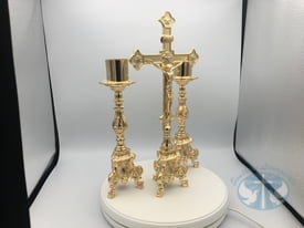 Small Altar Set with tall candlesticks- 24k Gold Plated