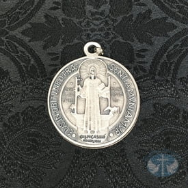 St Benedict Medal -Silver Toned 2 inch