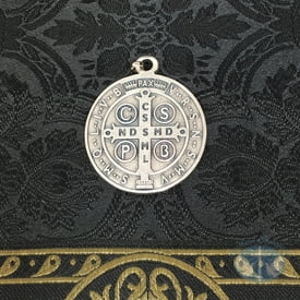 St Benedict Medal -Silver Toned 2 inch