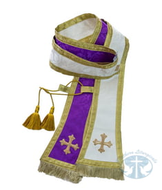 Large Reversible Confessional Stole Purple/Creme