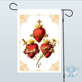 Three Holy Hearts Garden Flag