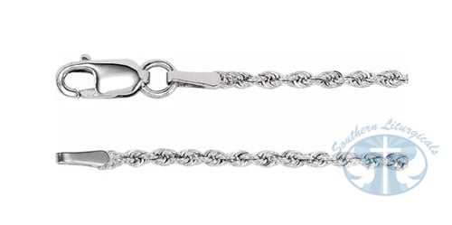 14K White Gold 1.5mm Diamond-Cut Rope Chain