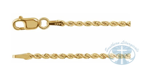 14K Yellow Gold 1.6mm Diamond-Cut Rope Chain