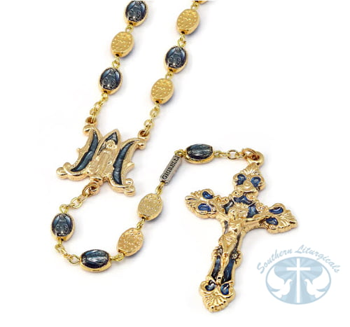 Miraculous Medal Gold Enamel Rosary