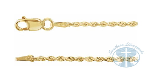 14K Yellow Gold 1.3mm Diamond-Cut Rope Chain