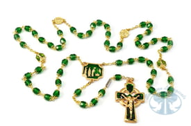 Knock Apparition Celtic Emerald and Gold Rosary